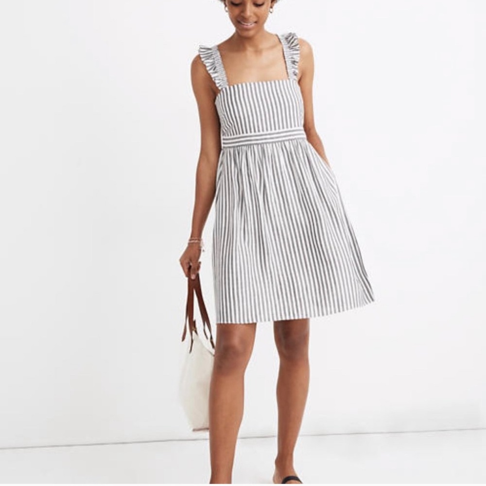 Striped dress with ruffle straps